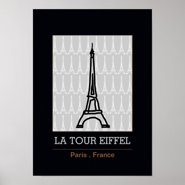La Tour Eiffel / Schwarz/Weiß Poster (Vorne)