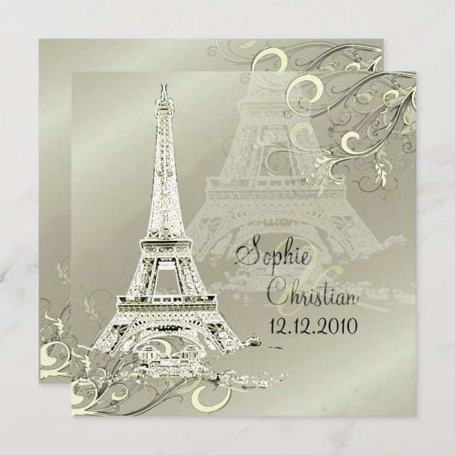 LA TOUR EIFFEL TOWER WEDING INVITATIONEN EINLADUNG (Vorne/Hinten)
