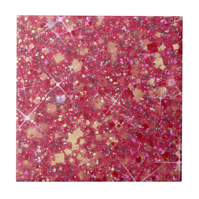 La Vida Magenta Rosa Imitate Glitzer Solid Fliese (Vorderseite)