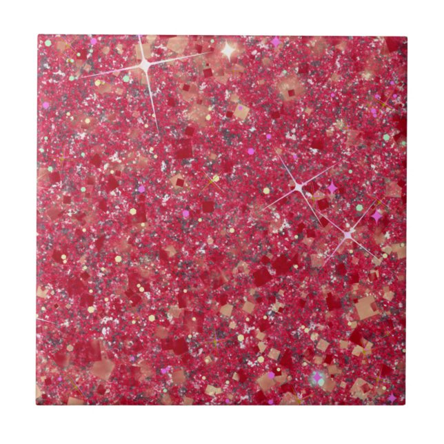 La Vida Magenta Rosa Imitate Glitzer Solid Fliese (Vorderseite)