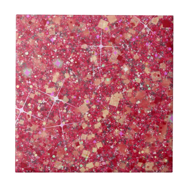 La Vida Magenta Rosa Imitate Glitzer Solid Fliese (Vorderseite)