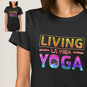 La Vida Yoga Pastel Rainbow on Black T-Shirt