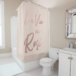 La Vie en Rose Französisch Zitat Rose Gold Pink Duschvorhang