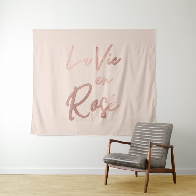 La Vie en Rose Französisch Zitat Rose Gold Pink Wandteppich (Beispiel (Horizontal))