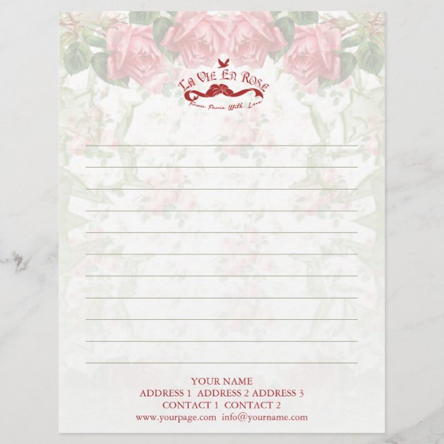La Vie en Rose - Letterhead / Stationäre Briefkopf (Vorderseite)