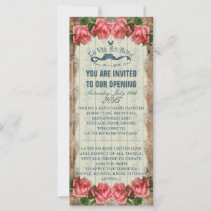 La Vie En Rose Vintage ~ Einladung-, Postkarte