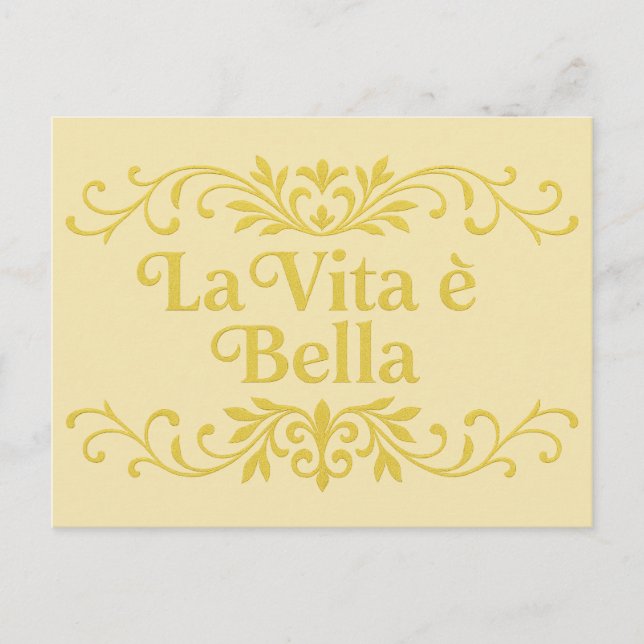 La Vita è Bella – Elegant Italian Life Quote Postkarte (Vorderseite)