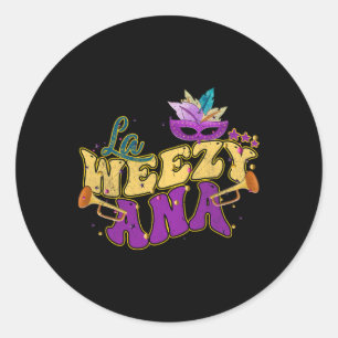 La Weezy Ana Groovy Mardi Gras Louisiana Männer Fr Runder Aufkleber