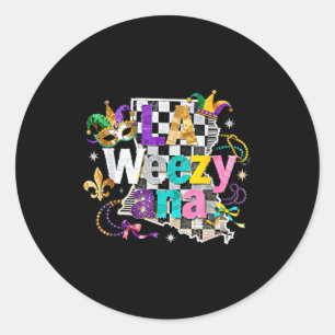 La Weezy Ana Louisiana Mardi Gras Karneval Design Runder Aufkleber