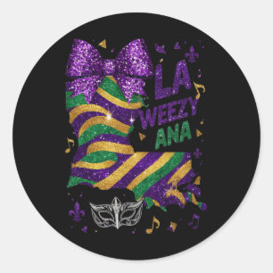 La Weezy Ana Mardi Gras Louisiana Karte Fat Tuesda Runder Aufkleber