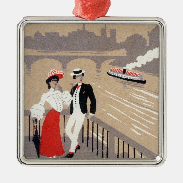 La zitieren Kunst-Deko-Szene Silbernes Ornament (Vorne)