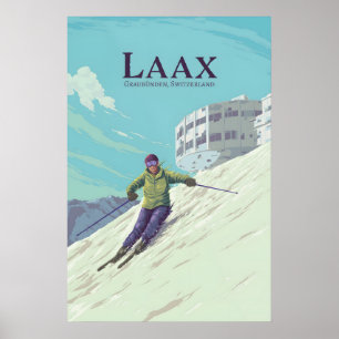 Laax Skigebiet Reiseplakat v2 Poster
