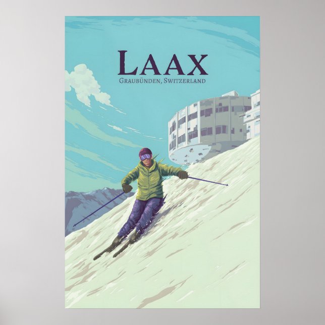 Laax Skigebiet Reiseplakat v2 Poster (Vorne)