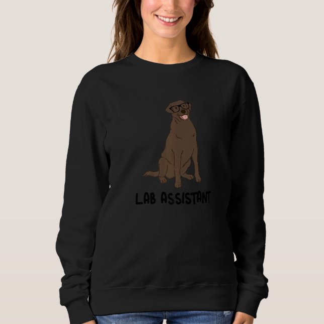 Lab Assistent Nerdiger Chocolate Labrador Retrieve Sweatshirt (Vorderseite)
