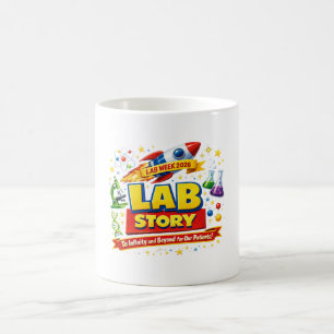 LAB-GESCHICHTE – Lab-Woche 2026 Wissenschaftsposte Kaffeetasse