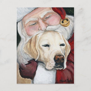 "Lab Gets Santa Hugs" Feiertagspostkarte