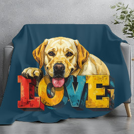Lab Liebe Labrador Illustration Türkisblaue Hunde  Fleecedecke