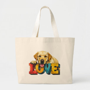 Lab Love Labrador Illustration Grafik für Hunde Jumbo Stoffbeutel