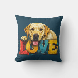 Lab Love Labrador Illustration Türkisblauer Hunde  Kissen