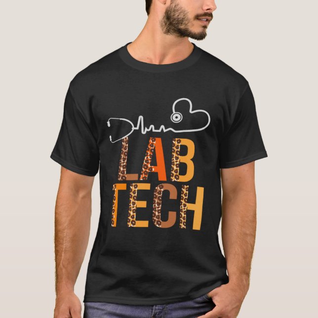 Lab Tech Leopard Heartbeat Appreciation Women Fall T-Shirt (Vorderseite)