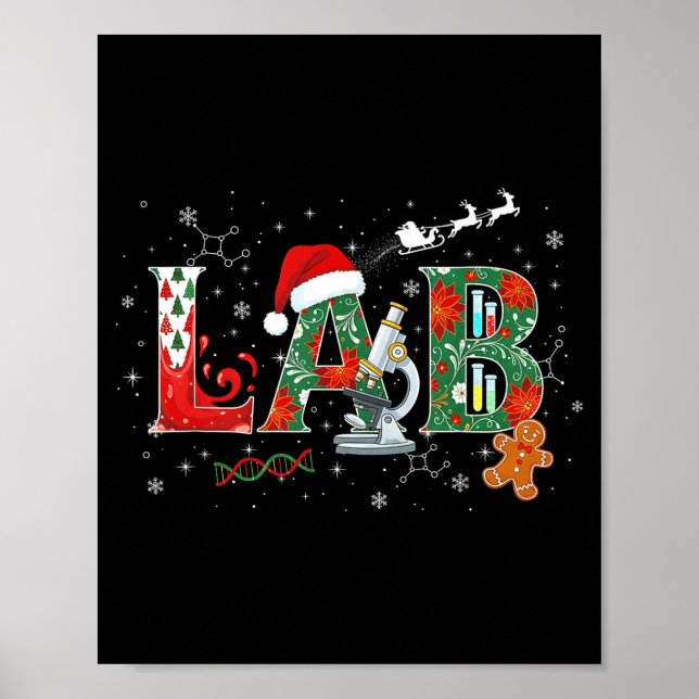 Lab Weihnachts Labor Techniker Wissenschaft Xmas S Poster (Vorne)