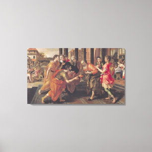 Laban, das Eliezer seinem Vater, 1562 darstellt Leinwanddruck