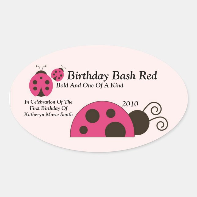 Labdybug Weinetikett Ovaler Aufkleber (Vorderseite)