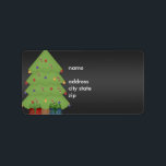 Label Address Christmas Tree on Black Adressaufkleber<br><div class="desc">Label Sticker Weihnachtsbaum auf Black Simple. Adressgeschäftliche Personal</div>