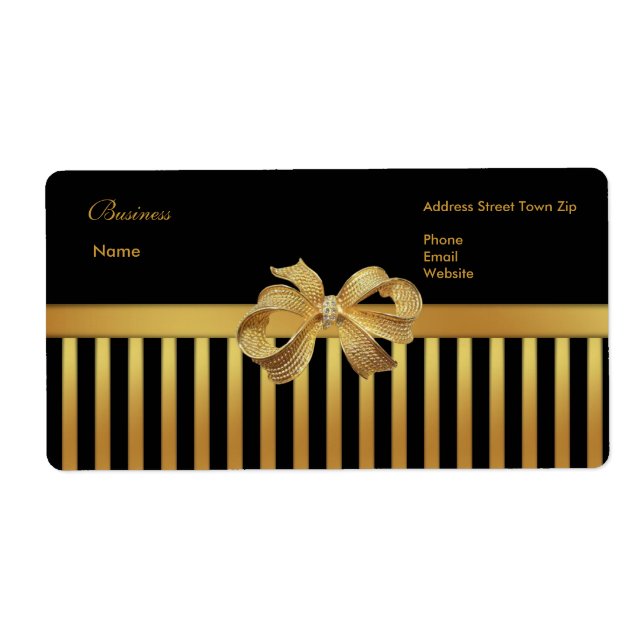 Label Address Gold Black Strip Gold Bow (Vorne)