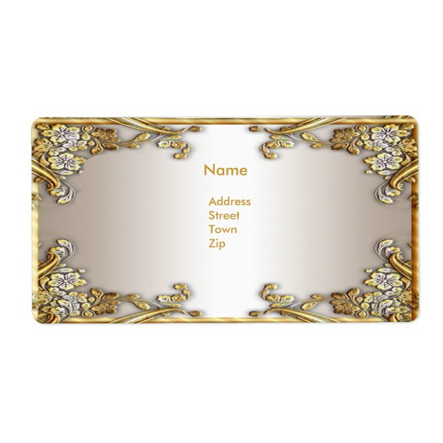 Label-Adresse Elegantes Gold Cream (Vorne)