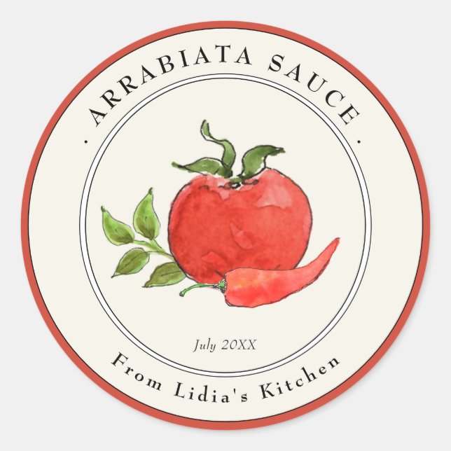 Label Arrabiata Pasta sauce Jar Runder Aufkleber (Vorderseite)