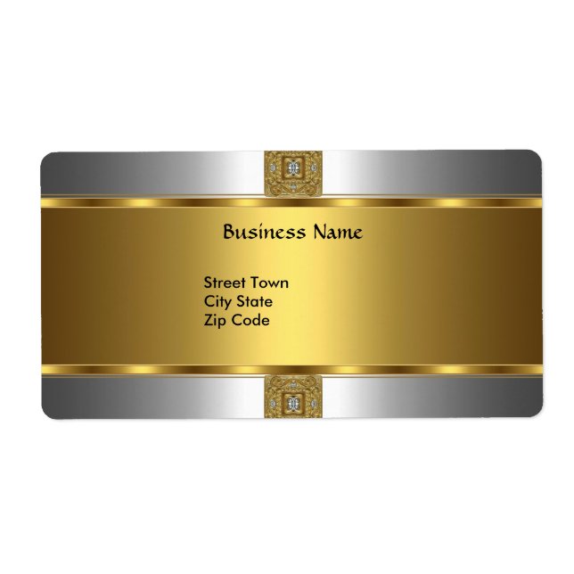 Label Business Elegant Silver Gold Jewel (Vorne)