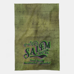 Label der Halloween Salem Broom Company Geschirrtuch