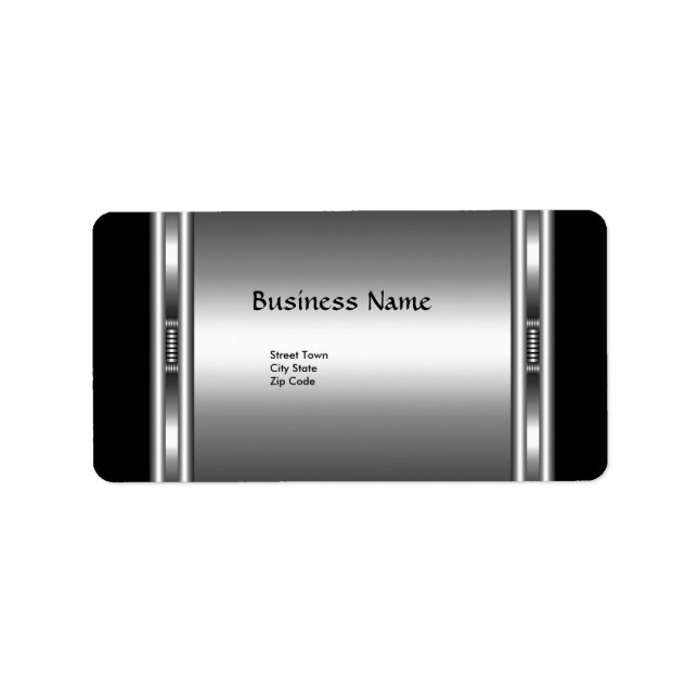 Label Elegant Black Silver Elite Chrome Business Adressaufkleber (Vorne)