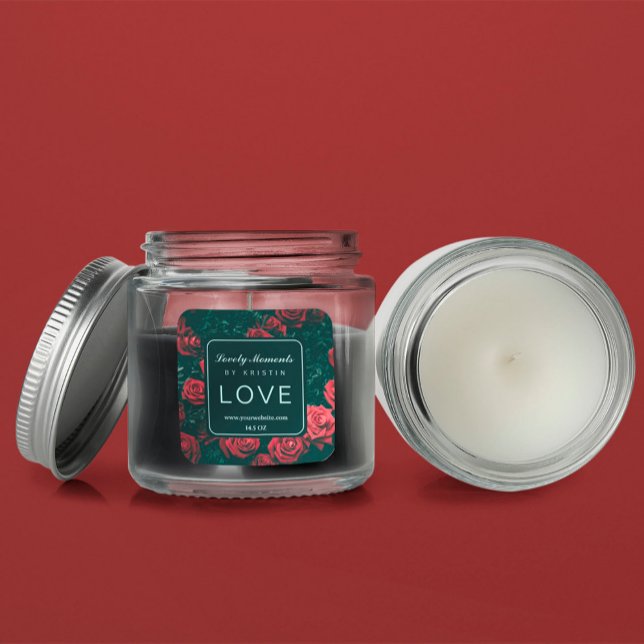 Label für Rote Blume Quadratischer Aufkleber (Von Creator hochgeladen)