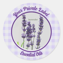 Label Lavender Gingham Private Essential Oils Runder Aufkleber