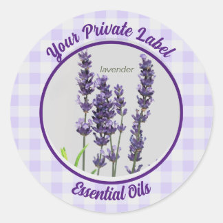 Label Lavender Gingham Private Essential Oils Runder Aufkleber