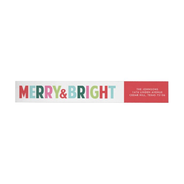 Label "Merry and Bright Holiday Wraparound Address (Person)