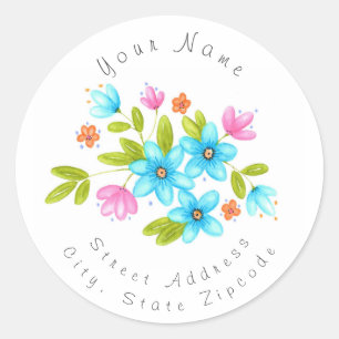 Label "Multi Colorful Watercolor Bouquet" Runder Aufkleber