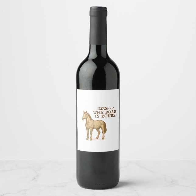 Label Set with motivational text and horse Weinetikett (Vorderseite)