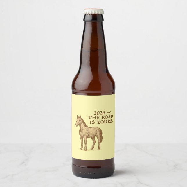 Label Sets with motivational text and horse Bierflaschenetikett (Vorderseite)