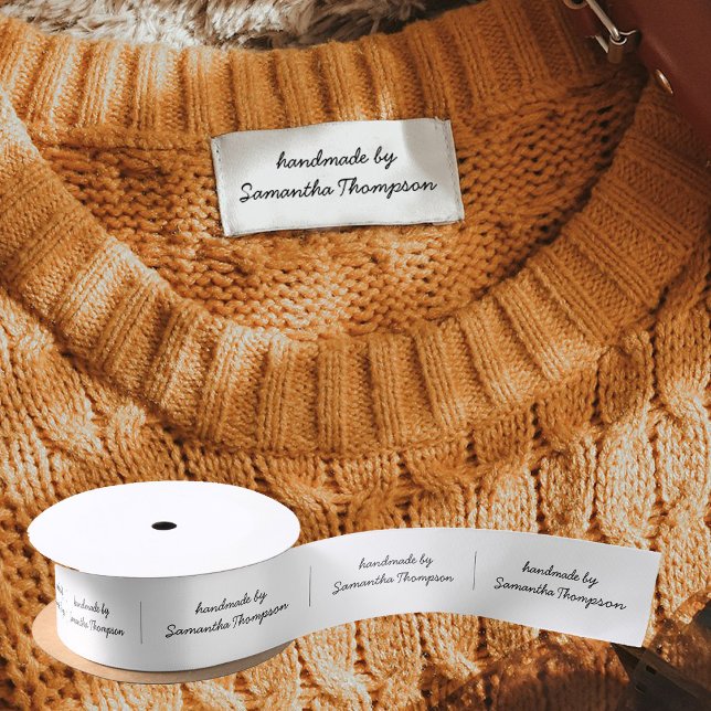Labels Bekleidungsmarken Handmade Items Skript-Sch Satinband (Labels Clothing Tags Handmade Items Script Font Satin Ribbon)