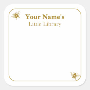 Labels der Bienenbibliothek Grußkarten-Book-Gesc Quadratischer Aufkleber