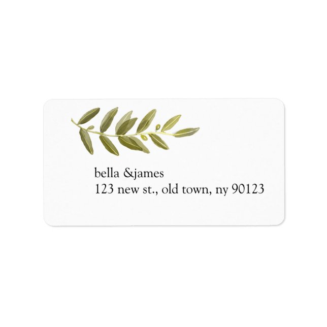 Labels der Minimalistischen grünen Olive-Zweigstel Adressaufkleber (Vorne)