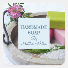 Labels für Bio handgefertigte Soaps Quadratischer Aufkleber