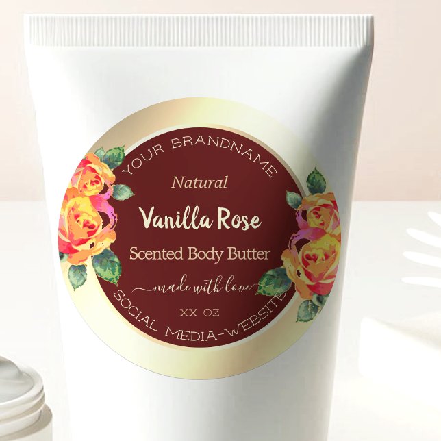 Labels für Blumenbecher und Gold-Produktverpackung Runder Aufkleber (Von Creator hochgeladen)