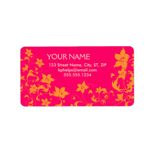 Labels für Blumenbezeichnungen in Pink und Mandari Adressaufkleber