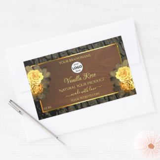 Labels für Blumenprodukte Logo für Holzkörnchen Rechteckiger Aufkleber