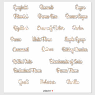 Labels für die Behälter für die Vorratsspeicher