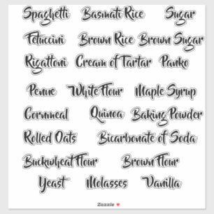 Labels für die Behälter für die Vorratsspeicherung